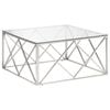 vidaXL Coffee Table Silver Stainless Steel and Tempered Glass