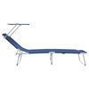 vidaXL Folding Sun Lounger with Canopy Steel and Fabric Blue