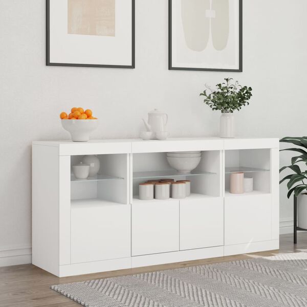 vidaXL Sideboard with LED Lights White 142.5x37x67 cm