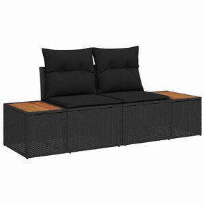 vidaXL Garden Sofa Black 184 x 62 x 85cm Poly Rattan