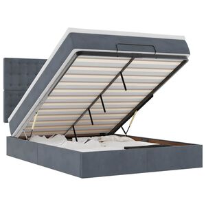 vidaXL Ottoman Bed with Mattresses Dark Grey Double Velvet