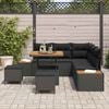 vidaXL Garden Sofa Set with Cushion with Storage Black Poly rattan
