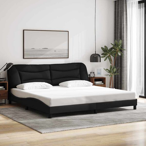 vidaXL Bed Frame without Mattress "Hvar" Black 180x200 cm King Fabric