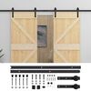 vidaXL Sliding Door 2 pcs Natural and Black Solid Pine Wood