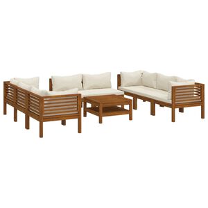 vidaXL 9 Piece Garden Lounge Set with Cream Cushion Solid Acacia Wood