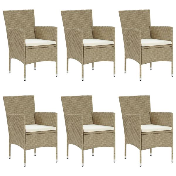 vidaXL 7 Piece Garden Dining Set Poly Rattan Beige