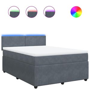 vidaXL Box Spring Bed with Mattress Dark Grey Double Velvet