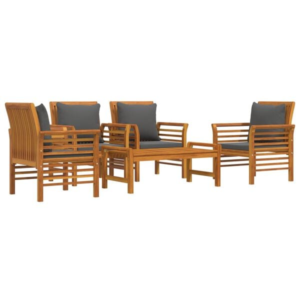 vidaXL 5 Piece Garden Lounge Set with Cushions Solid Wood Acacia