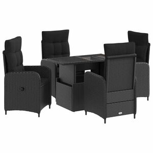 vidaXL Outdoor Dining Set 5 pcs Black Poly Rattan
