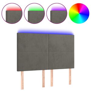 vidaXL LED Headboard Dark Grey 144 cm Velvet