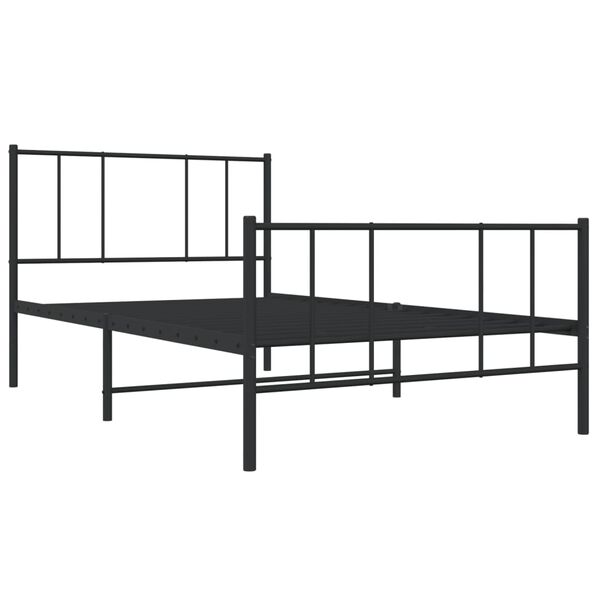 vidaXL Metal Bed Frame without Mattress with Footboard Black 90x190cm