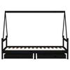 vidaXL Kids Bed Frame with Drawers Black 90x190 cm Solid Wood Pine