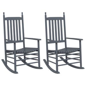 vidaXL Rocking Chairs with Curved Seats 2 pcs Grey Solid Wood Poplar