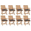 vidaXL Folding Chairs with Cushions 8 pcs Solid Teak Wood