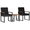 vidaXL Outdoor Furniture Set with Cushion 3 pcs Black Poly Rattan