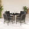 vidaXL 5 Piece Garden Dining Set with Cushions Grey Poly Rattan