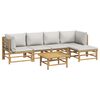 vidaXL 6 Piece Garden Lounge Set with Light Grey Cushions Bamboo