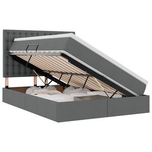 vidaXL LED Storage Bed with Mattress Dark Grey 137 x 190 cm Fabric