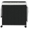vidaXL Laundry Basket with Wheels Black 60x35x60.5 cm Rattan