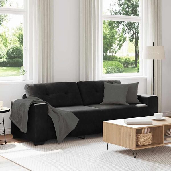 vidaXL 3-Seater Sofa Black 220x78x80 cm Velvet