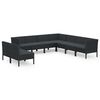 vidaXL 9 Piece Garden Lounge Set with Cushions Poly Rattan Black