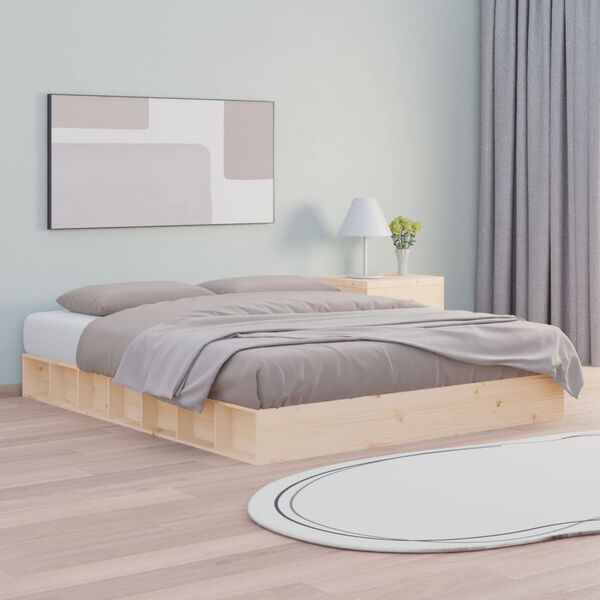 vidaXL Bed Frame without Mattress 150x200 cm King Size King Size Solid Wood