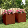 vidaXL Planters with Legs 2 pcs Rusty 50x50x50 cm Corten Steel