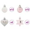 vidaXL Christmas Bauble Set 40 pcs White and Pink Plastic