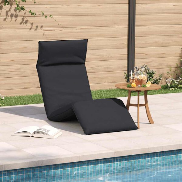 vidaXL Folding Sun lounger Black 175x54x8.5 cm Oxford Fabric