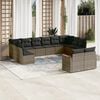 vidaXL 12 Piece Garden Sofa Set with Cushions Grey Poly Rattan