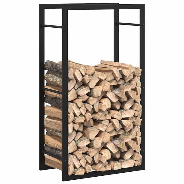 vidaXL Firewood Rack Matt Black 50x28x94 cm Steel
