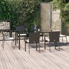 vidaXL 7 Piece Garden Dining Set with Cushions Black Poly Rattan