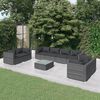 vidaXL 9 Piece Garden Lounge Set with Cushions Poly Rattan Grey
