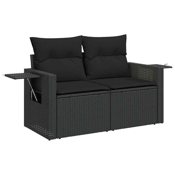 vidaXL 11 Piece Garden Sofa Set with Cushions Black Poly Rattan