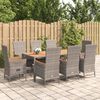 vidaXL 9 Piece Garden Dining Set with Cushions Grey Poly Rattan