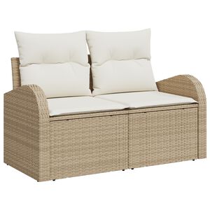 vidaXL Garden Sofa with Cushion Beige 124 x 62 x 69cm Poly Rattan