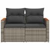 vidaXL Garden Sofa with Cushions 2-Seater Grey Poly Rattan