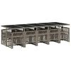 vidaXL 15 Piece Garden Dining Set with Cushions Grey Poly Rattan