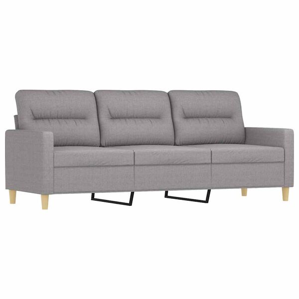 vidaXL 3-Seater Sofa with Footstool Light Grey 180 cm Fabric