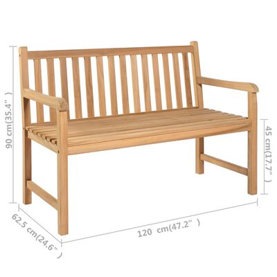 vidaXL Garden Bench with Wine Red Cushion 120 cm Solid Teak Wood