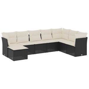 vidaXL 8 Piece Garden Sofa Set with Cushions Black Poly Rattan
