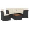 vidaXL 6 Piece Garden Sofa Set with Cushions Black Poly Rattan