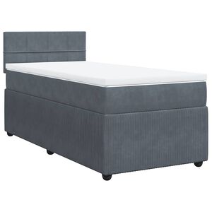 vidaXL Box Spring Bed with Mattress Dark Grey King Single Velvet