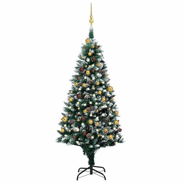 vidaXL Artificial Christmas Tree with LEDs&Ball Set&Pinecones 180 cm