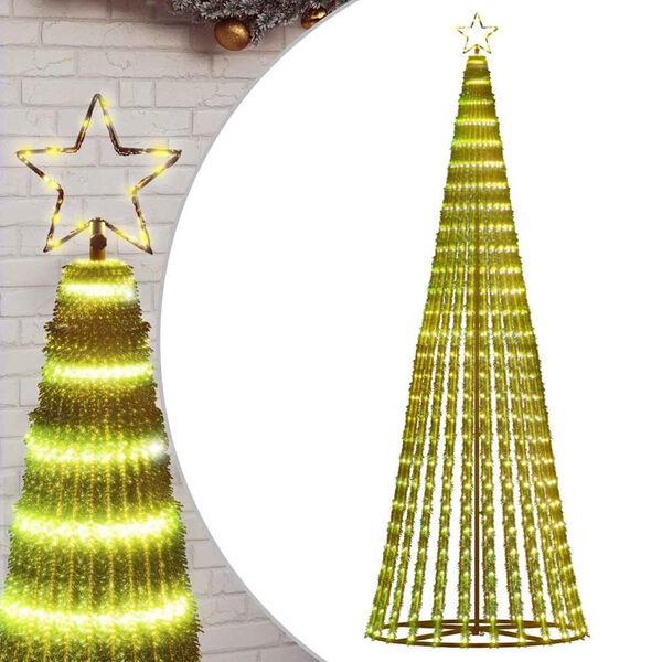 vidaXL LED Christmas Tree with Spikes 570 LEDs Warm White 300 cm