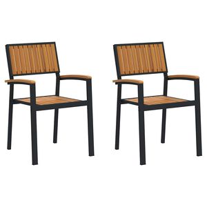 vidaXL Stacking Chair 2 pcs Brown Solid Acacia Wood Stackable