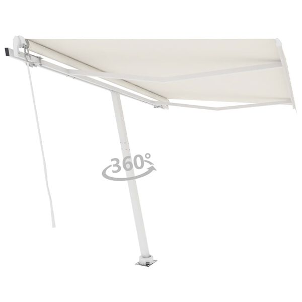 vidaXL Freestanding Manual Retractable Awning 350x250 cm Cream
