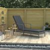 vidaXL Sun Lounger with Armrests Poly Rattan Grey
