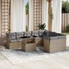 vidaXL 10 Piece Garden Sofa Set with Cushions Beige Poly Rattan