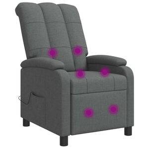 vidaXL Massage Recliner Dark Grey Fabric